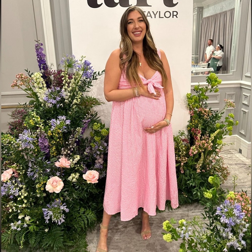 Pink Gingham Midi Dress